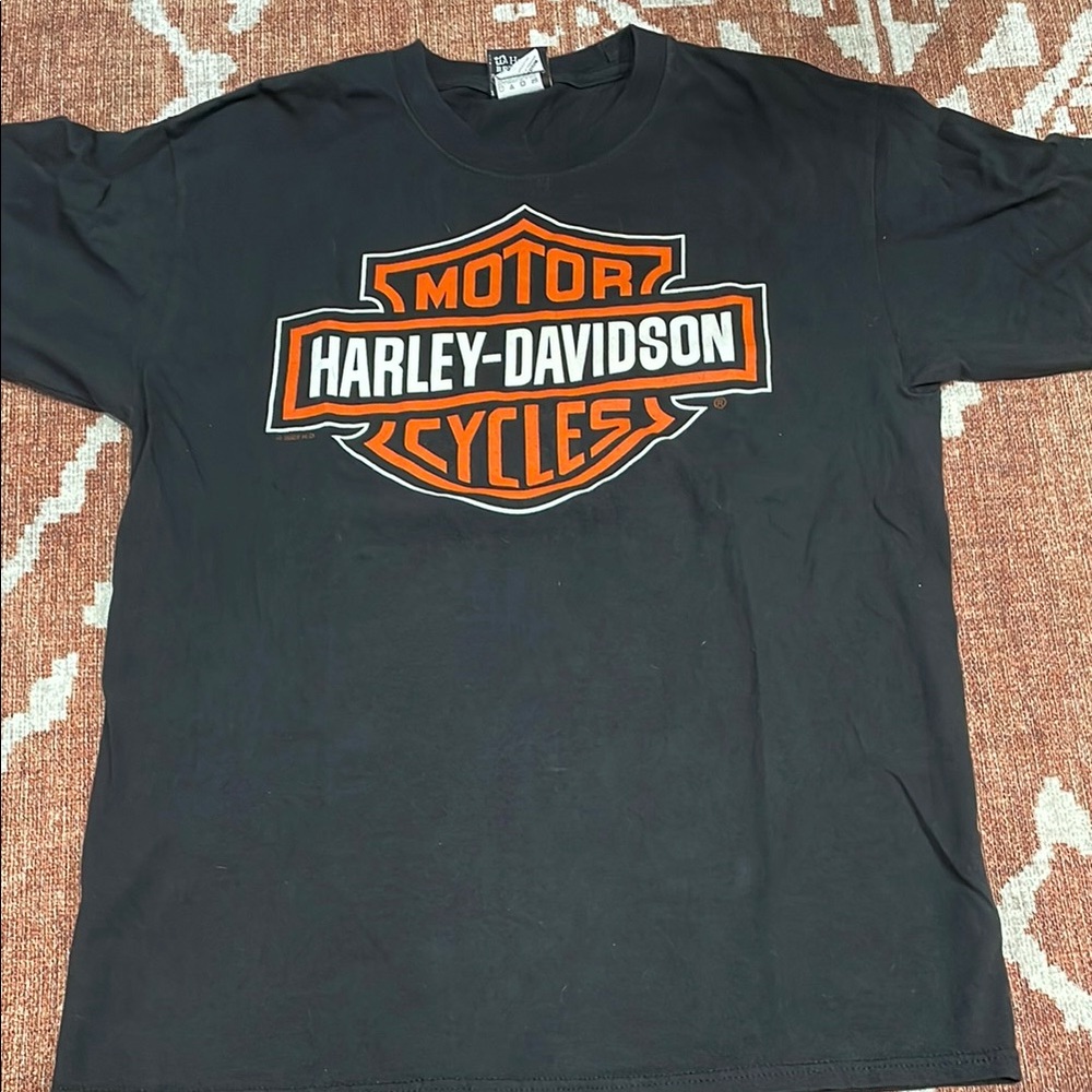 Harley-Davidson Black and Orange Men's T-Shirt